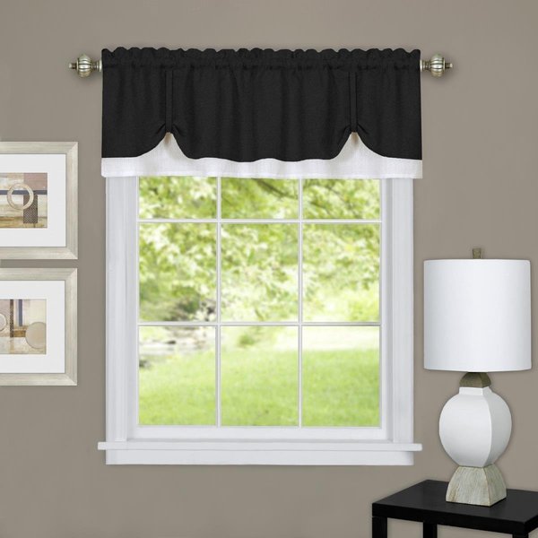 Eyecatcher 58 x 14 in. Darcy Window Curtain Valance, Black & White EY2511713